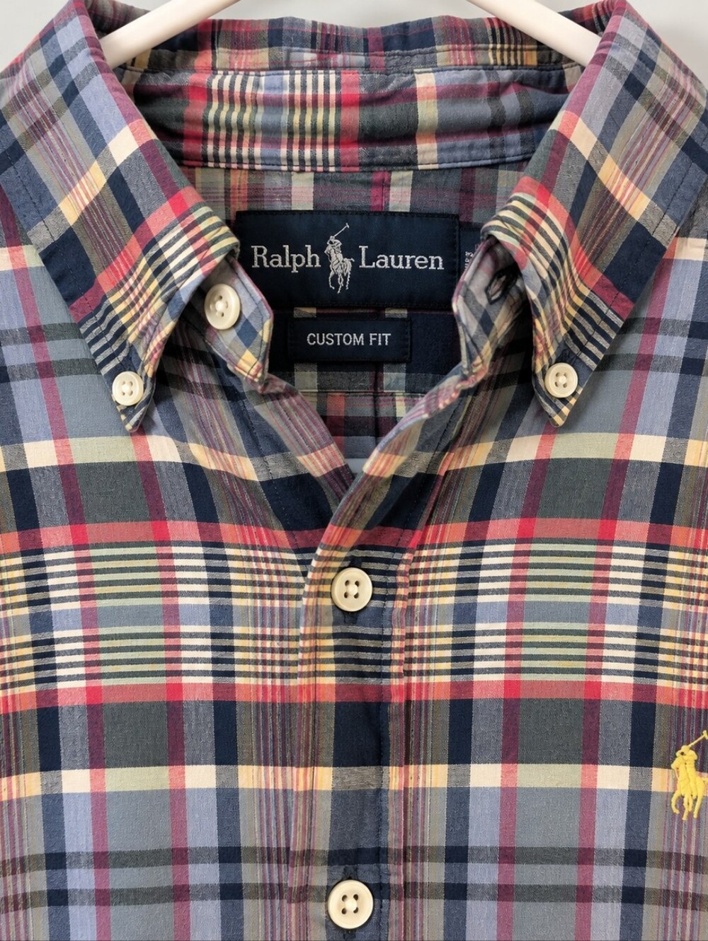 Vintage 90s Mens Ralph Lauren Multicolor Plaid Button-Down Shirt - Size Medium